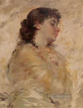 横顔の若い女性の肖像画 女性 チャールズ・ジョシュア・チャップリン Oil Paintings